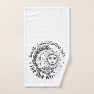 Moon and Sun Face Line Art T-Shirt – Celestial Ske Hand Towel
