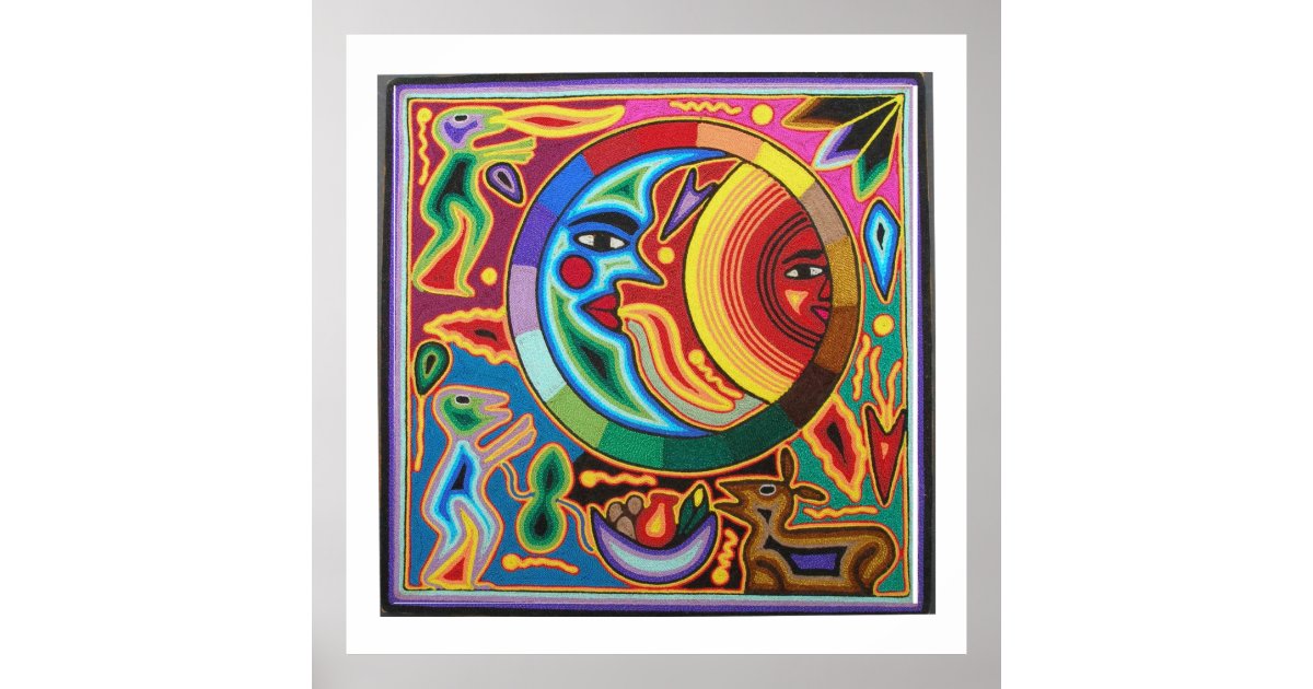 Moon And Sun Mexican Folk Art Poster Zazzle Com