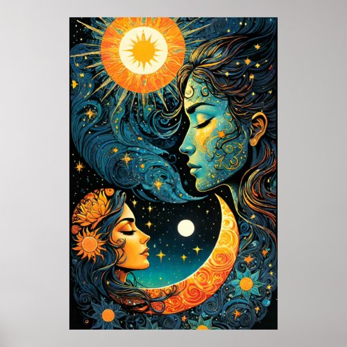 Moon and sun Print Value Poster Paper matte