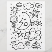 Moon and Sweets Coloring Page (Front)