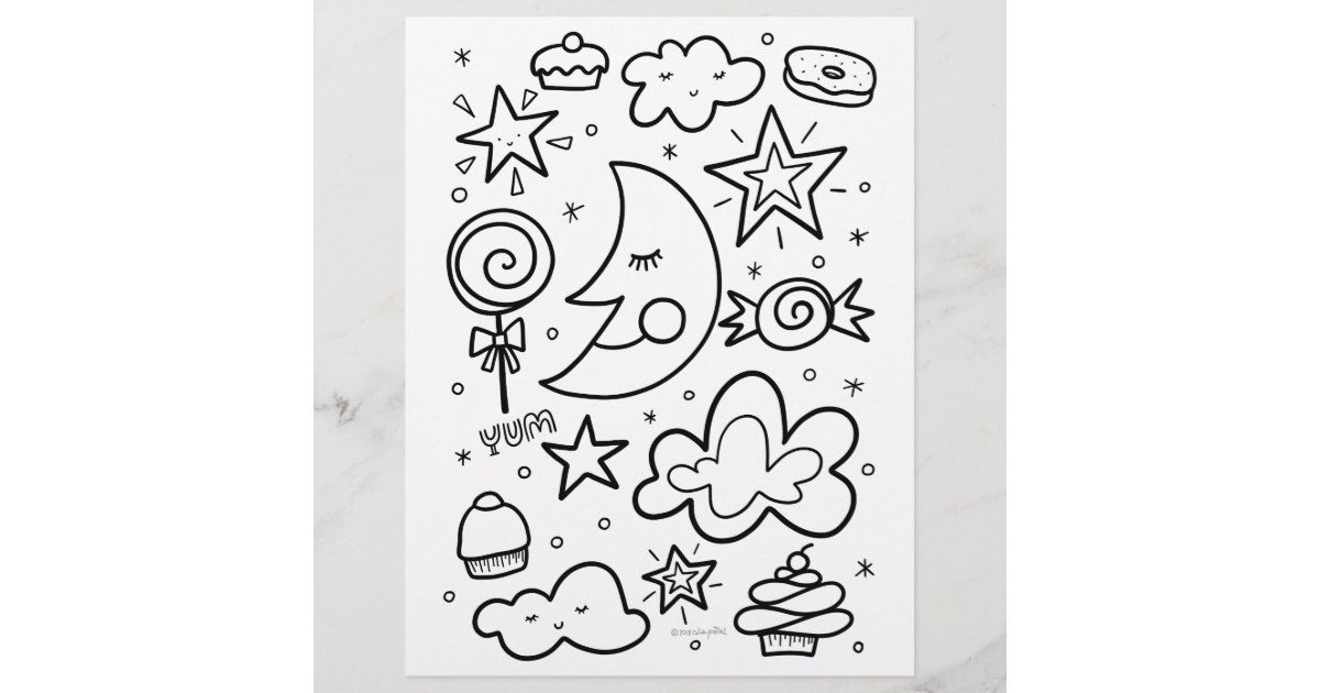 Moon and Sweets Coloring Page | Zazzle