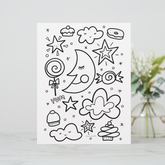 Moon and Sweets Coloring Page (Standing Front)