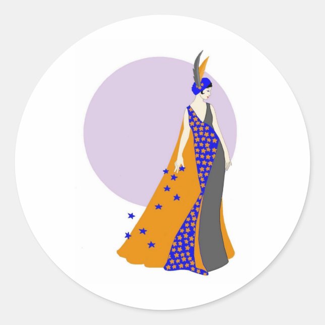 Moon and the Stars Classic Round Sticker (Front)