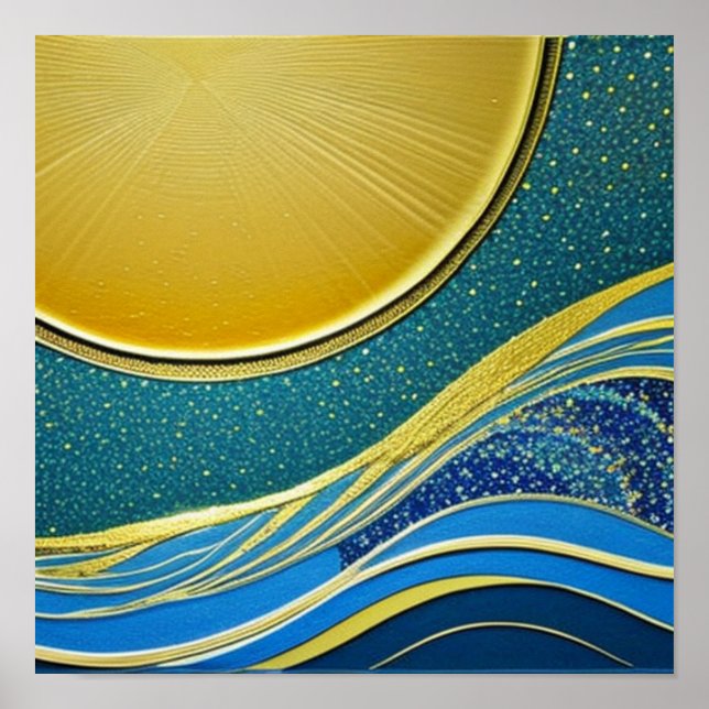 Moon and Waves Poster (Front)