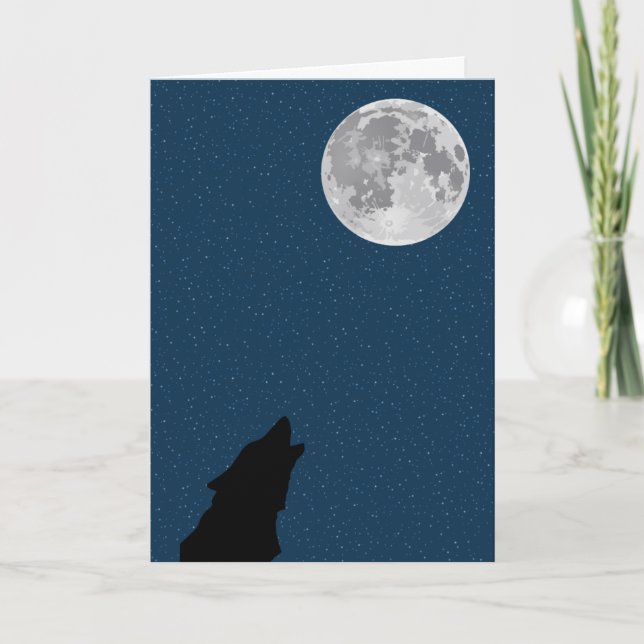 Moon and Wolf Birthday Card (Front)