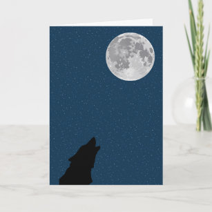 Moon and Wolf Birthday Card
