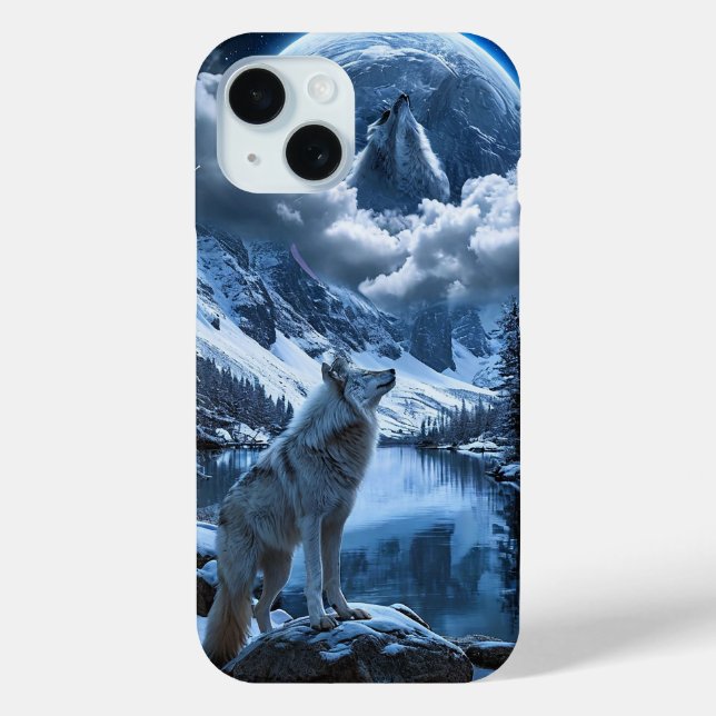 Moon and Wolf Night Sky Nature Night Landscape Case-Mate iPhone Case (Back)