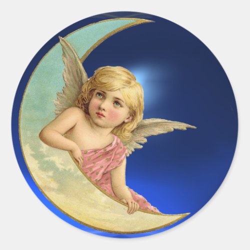 MOON ANGEL CLASSIC ROUND STICKER