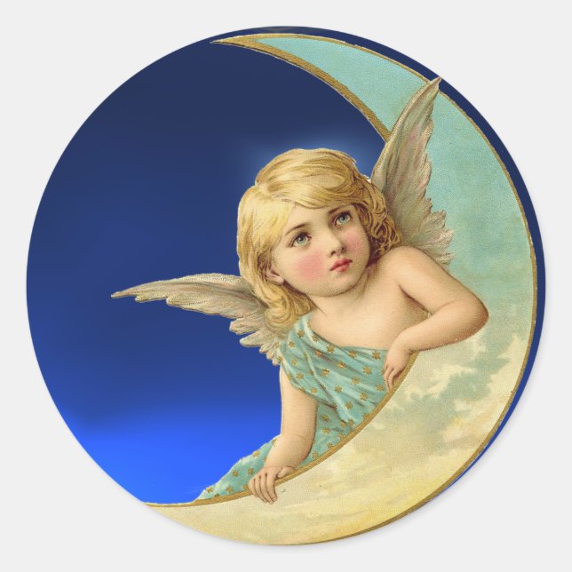 MOON ANGEL CLASSIC ROUND STICKER (Front)