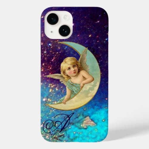 MOON ANGEL IN BLUE GOLD SPARKLES Monogram Case_Mate iPhone 14 Case