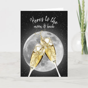 Moon Anniversary Champagne Toast Card