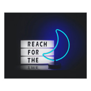 Moon Art Reach for the Moon Sign Typographic Image