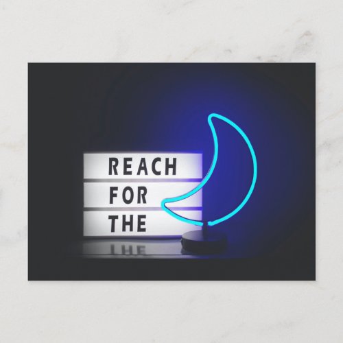 Moon Art Reach for the Moon Sign Typographic Image Postcard