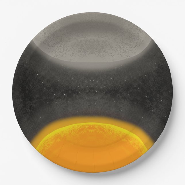 Moon Asteroid Sun Galaxy Birthday Paper Plates (Front)