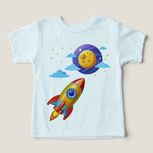Moon Astronaut Rocket Ship Kids T-Shirt Toddler T-shirt (Design Front)