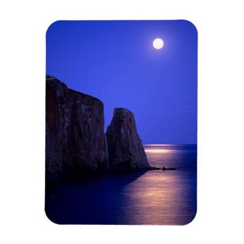 Moon At Dusk  Perce Rock Gaspe Coast Quebec Magnet