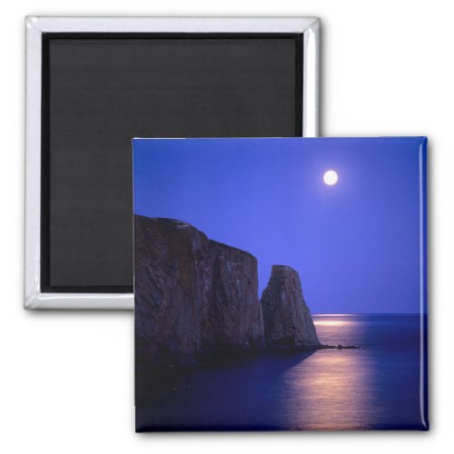 Moon At Dusk  Perce Rock Gaspe Coast Quebec Magnet