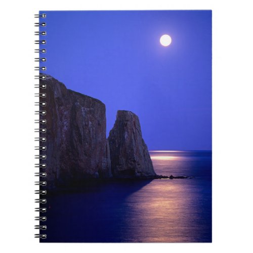 Moon At Dusk  Perce Rock Gaspe Coast Quebec Notebook