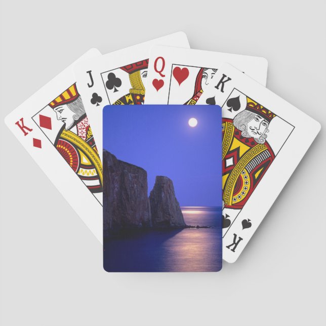 Moon At Dusk | Perce Rock Gaspe Coast Quebec Poker Cards (Back)