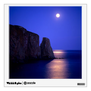 Moon At Dusk   Perce Rock Gaspe Coast Quebec Wall Decal