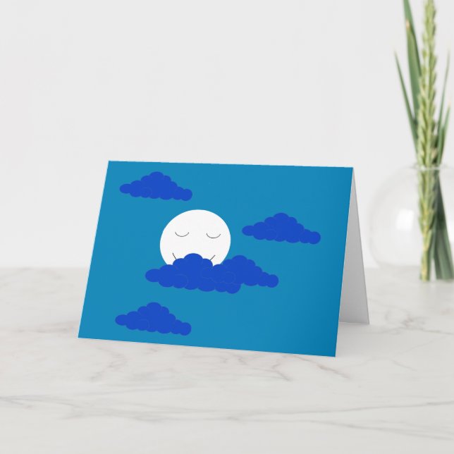 Moon at Early Dusk: Blue Blank Card (Front)