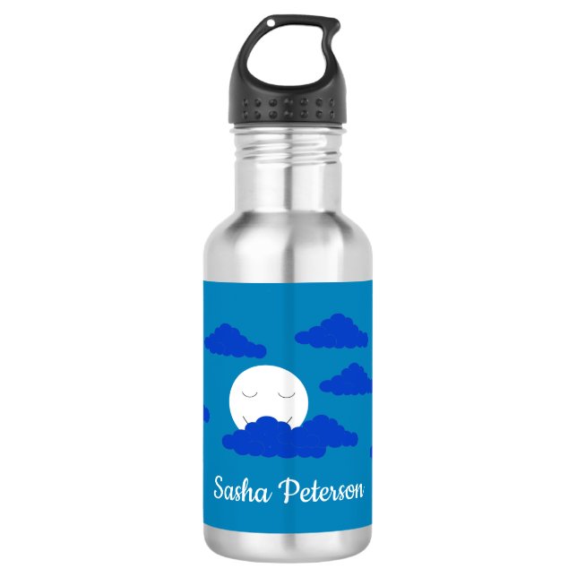 Moon at Early Dusk: Stainless Steel Water Bottle (Front)