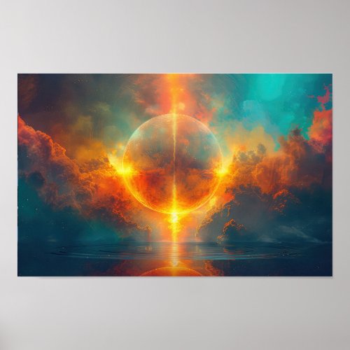 Moon At Sunset Poster
