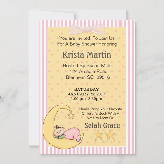 Moon Baby Bring a Book Baby Shower Invitation (Front)
