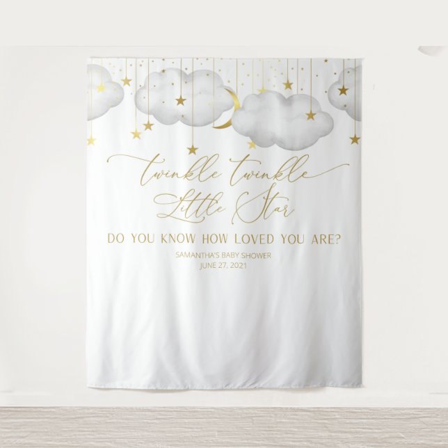 Moon Baby Shower Backdrop, Twinkle Little Star (Front)