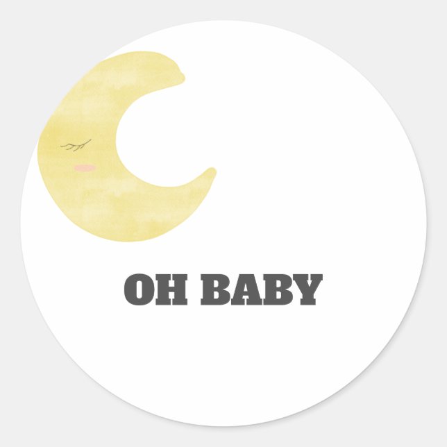 Moon Baby Shower  Classic Round Sticker (Front)