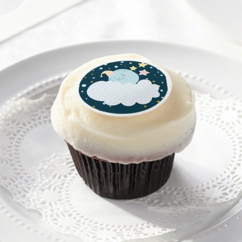 Moon Baby Shower Cupcake Frosting Round