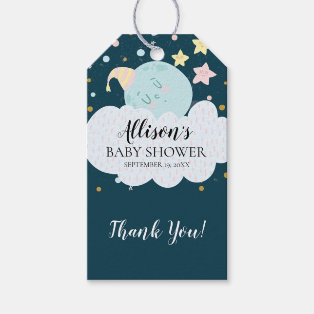 Moon Baby Shower Favor Gift Tag (Front)