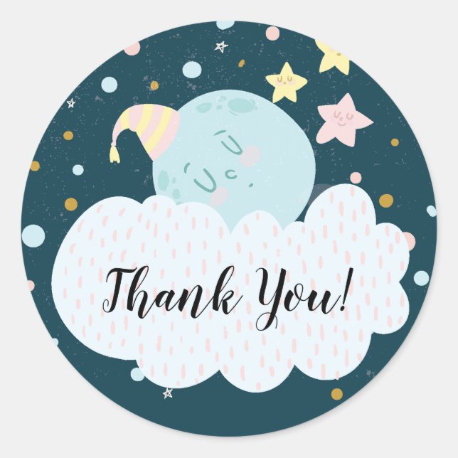 Moon Baby Shower Thank You Favor Sticker (Front)