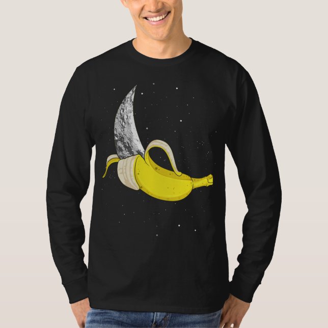 Moon Banana Funny Space Food Weird Fruit Surreal P T-Shirt (Front)