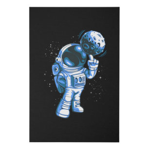 Moon Basketball Funny Planet Astronaut Space Faux Canvas Print