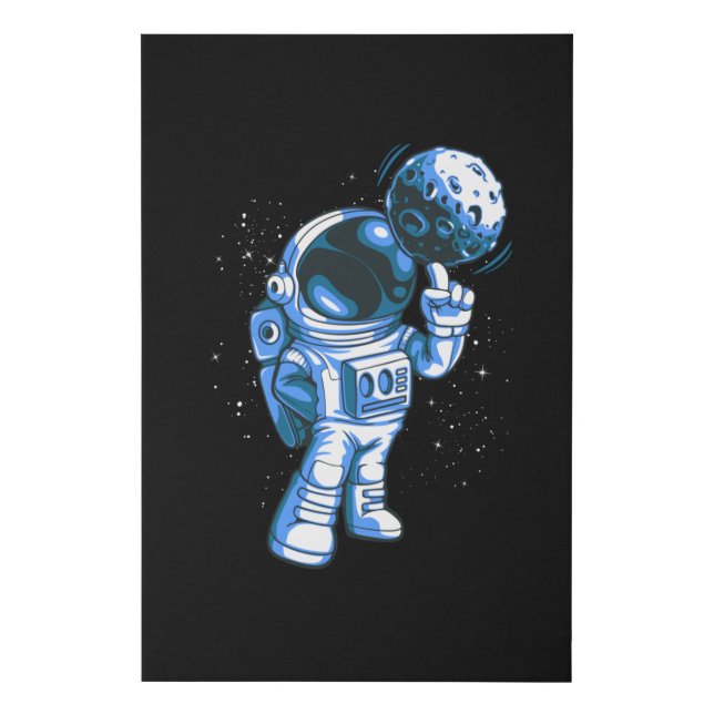 Moon Basketball Funny Planet Astronaut Space Faux Canvas Print (Front)