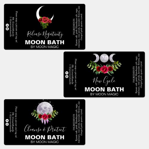 Moon Bath Soak Spell Labels In Black