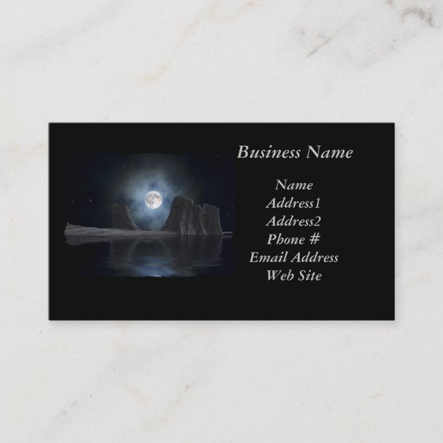 Moon & Beach Scene Business Cards (Front)