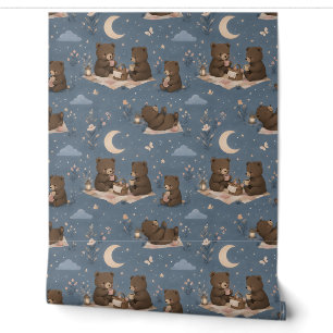 Moon Bear Picnic Nursery & Kids Peel and Stick Wal Wallpaper