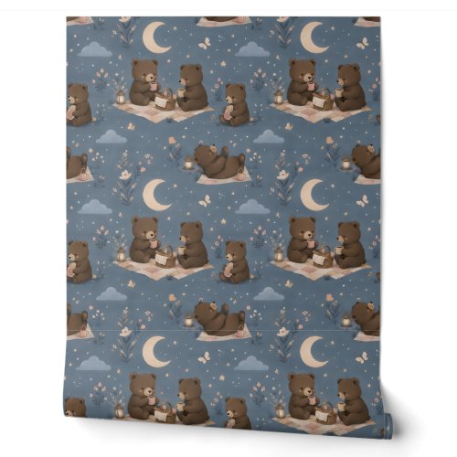 Moon Bear Picnic Nursery & Kids Peel and Stick Wal Wallpaper