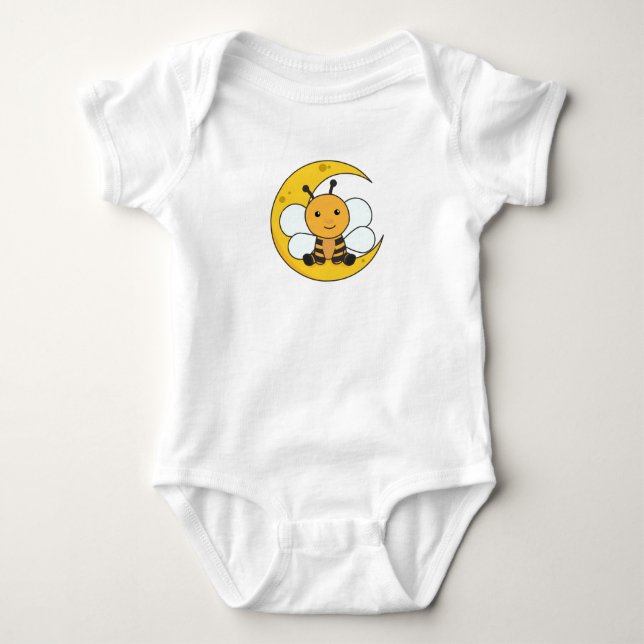Moon Bee Good Night Fall Asleep Stars Baby Bodysuit (Front)