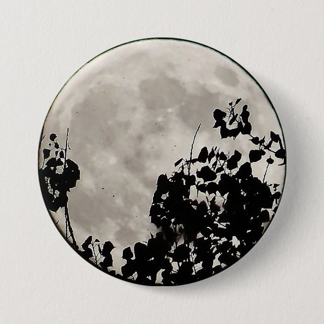 Moon behind dark leaves button (Front)