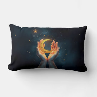 Moon Between Hands Lumbar Pillow