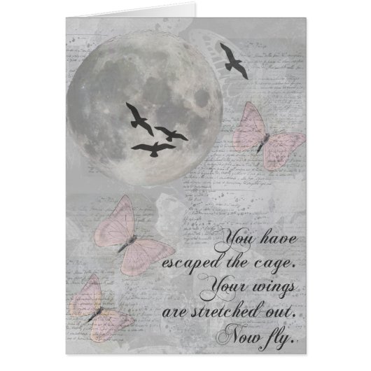 Moon Birds Fly Escape Rumi Card (Front)