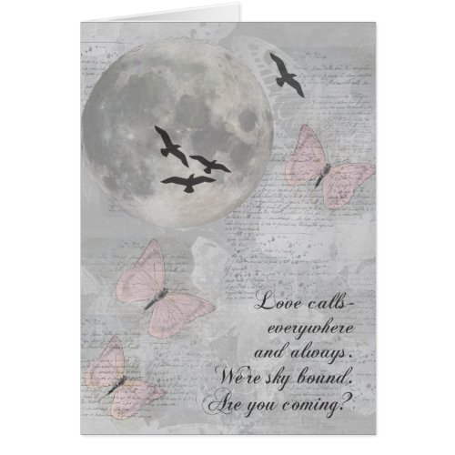 Moon Birds Love Calls Rumi Card