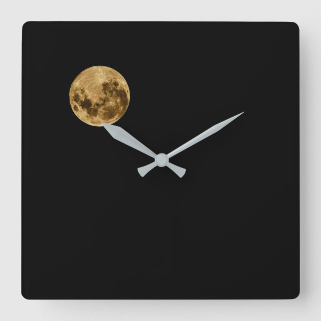 Moon, Black sky acrylic wall clock (Front)
