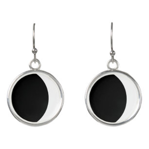 Moon Black White Crescent Waxing Earrings