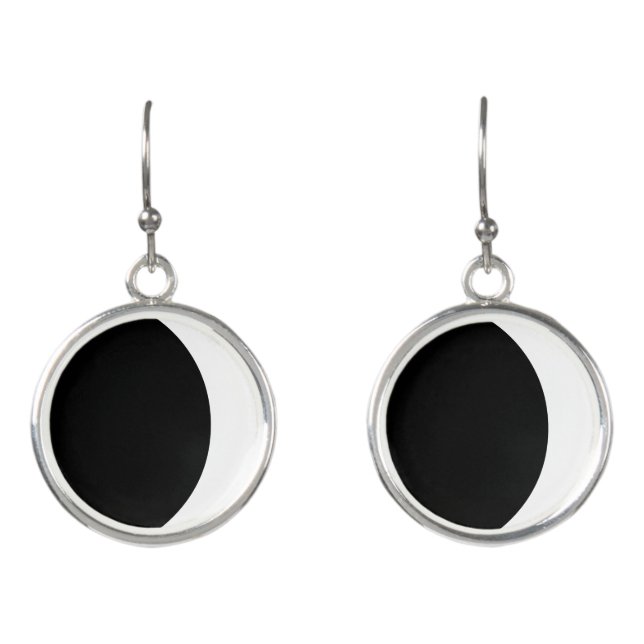 Moon Black White Crescent Waxing Earrings (Front)