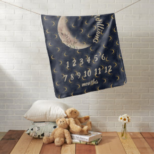 Moon Blue Night Baby Milestone Blanket