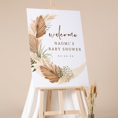 Moon Boho Pampas Grass Baby Shower Welcome Sign